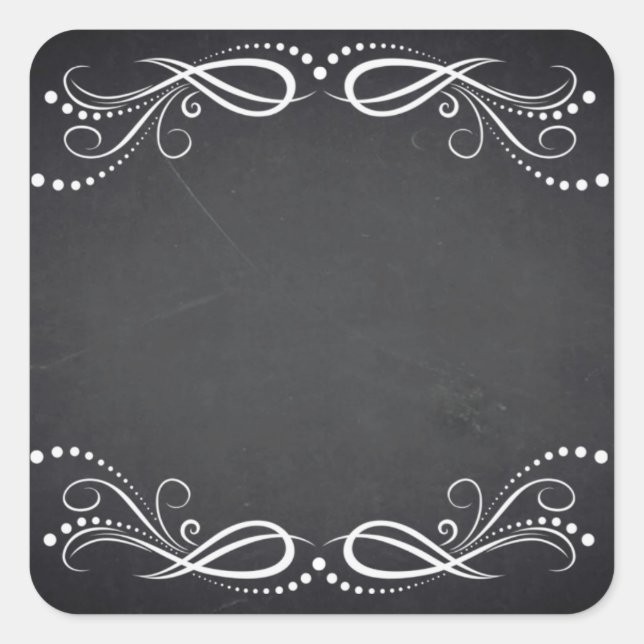 Adesivo Quadrado Curvas Florais De Chalkboard Com Faux De vazio Per (Frente)