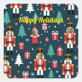 Adesivo Quadrado custom 4 face photo Christmas nutcracker