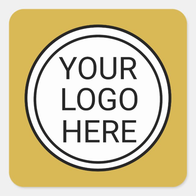 Adesivo Quadrado Custom Business Logo Branded Gold (Frente)