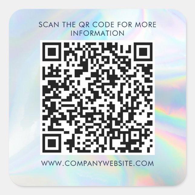 Adesivo Quadrado Custom Business QR Code Holographic Marketing (Frente)