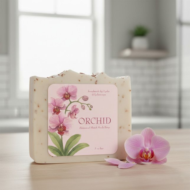 Adesivo Quadrado Custom Business Sticker for Orchid Handmade Soap (Criador carregado)