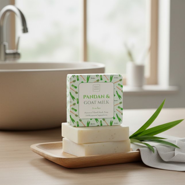 Adesivo Quadrado Custom Business Sticker for Pandan Handmade Soap (Criador carregado)