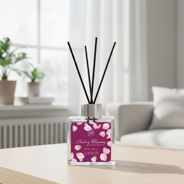 Adesivo Quadrado Custom Cherry Blossom Aroma Diffuser Label (Criador carregado)