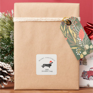 Adesivo Quadrado Custom Christmas red gray santa dachsund
