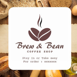 Adesivo Quadrado Custom coffee shop logo square sticker