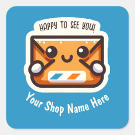 Adesivo Quadrado Custom Happy para ver seu email para Small Busines