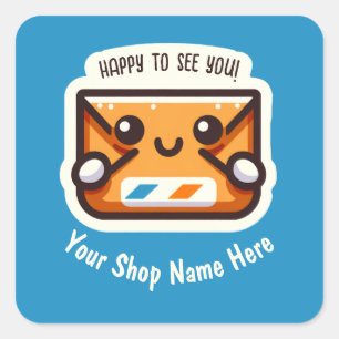 Adesivo Quadrado Custom Happy para ver seu email para Small Busines