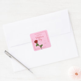 Adesivo Quadrado Custom Happy Valentine’s Day Rose Square Sticker