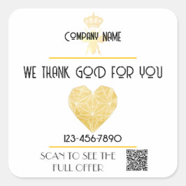 Adesivo Quadrado Custom HEART Thank GOD For Business Logo THANK YOU