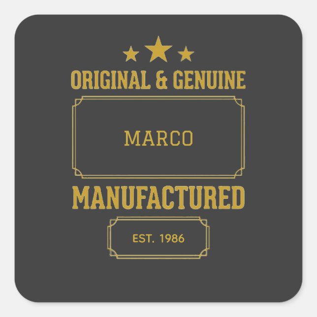 Adesivo Quadrado Custom Original & Genuine Birthday (Frente)