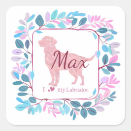 Adesivo Quadrado Custom Pastel Pink Labrador Retriever Sticker Gift