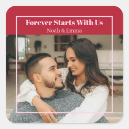 Adesivo Quadrado Custom Photo & Text Romantic Gift - Personalized 