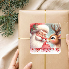 Adesivo Quadrado Custom Santa Rudolph Festive Christmas Kids Label