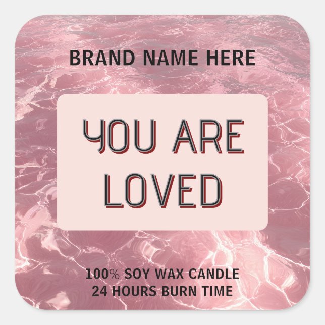 Adesivo Quadrado Custom Valentine Candle Sticker 'You Are Loved' (Frente)