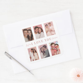 Adesivo Quadrado Custom Valentine’s Day Photo Collage Stickers Gift