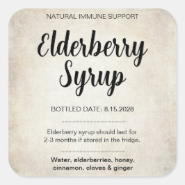 Adesivo Quadrado Customizable Elderberry Syrup Label ZEB_02