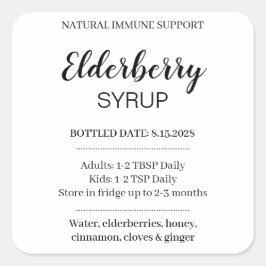 Adesivo Quadrado Customizable Elderberry Syrup Label ZEB_03b