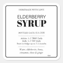 Adesivo Quadrado Customizable Elderberry Syrup Label ZEB_04b
