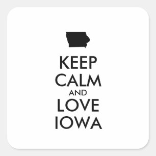 Adesivo Quadrado Customizable KEEP CALM and LOVE IOWA