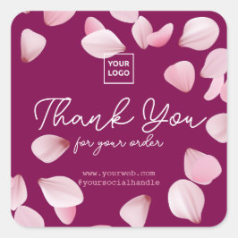 Adesivo Quadrado Customizable Sakura Business Thank You 