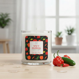 Adesivo Quadrado Customizable Spicy Peppers Soy Wax Candle Label