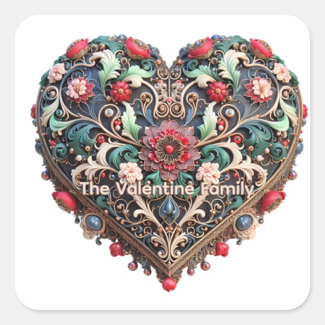 Adesivo Quadrado Customizable Valentine's day Sticker (Frente)