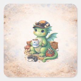 Adesivo Quadrado Cute #1 Dad Dragon Square Sticker