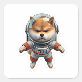 Adesivo Quadrado Cute 3D Shiba Inu Astronaut Space Dog Vinyl Sticke