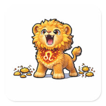 Cute Baby Leo Zodiac Sticker – Kawaii Golden Lion