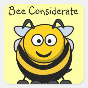 Adesivo Quadrado Cute Bee Considerado Livro Amarelo Placa