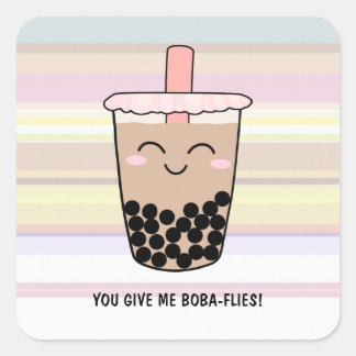 Adesivo Quadrado Cute Boba Milk Tea Pun