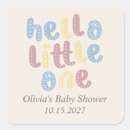 Adesivo Quadrado Cute Boho Hello Little One Chá de fraldas