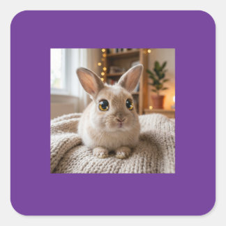 Adesivo Quadrado Cute bunny card