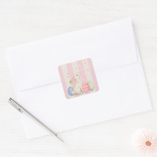Adesivo Quadrado Cute Bunny Pastel Easter Square Sticker
