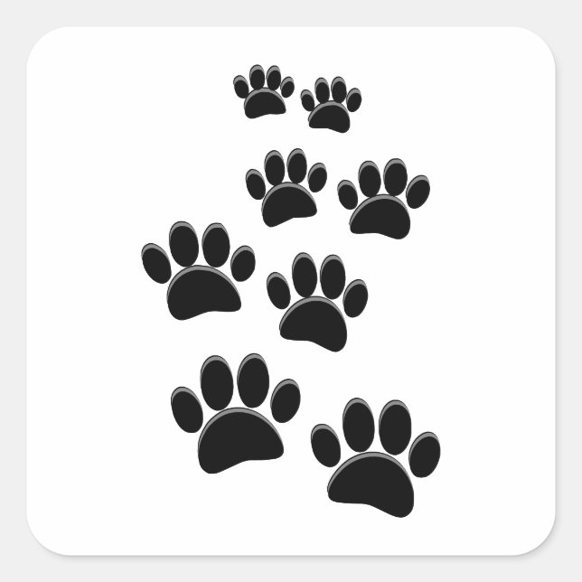 Adesivo Quadrado Cute Cartoon Pet Paw Trail Blck (Frente)