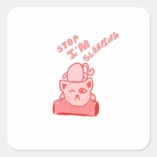 Adesivo Quadrado Cute cat sleeping  (Frente)