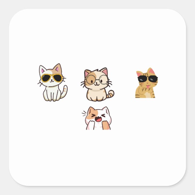 Adesivo Quadrado Cute cats (Frente)