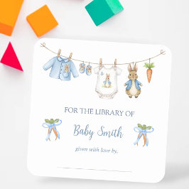Adesivo Quadrado Cute Clothesline Peter the Rabbit Book Plate