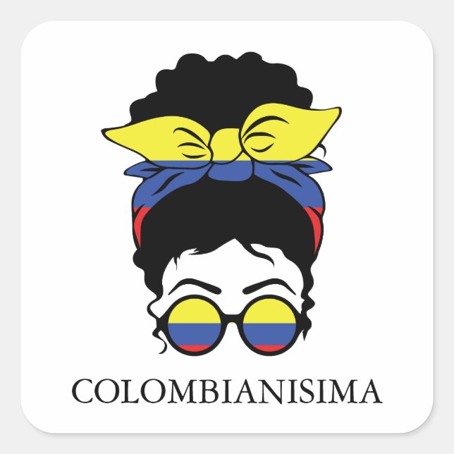 Adesivo Quadrado CUTE COLOMBIANISIMA Colombiana Flag (Frente)