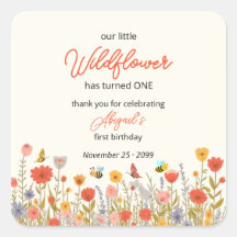 Cute Colorful Little Wildflower Bee's 1st Birthday