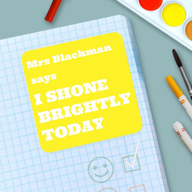 Adesivo Quadrado Cute Colourful Teacher Encouragment Uplifting (Shine Bright Children Shine Bright Square Sticker)