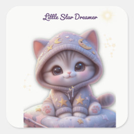 Adesivo Quadrado Cute Cosmic Cat Sticker