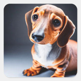 Adesivo Quadrado Cute Dachshund
