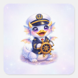 Adesivo Quadrado Cute Dragon Duck Captain Sticker