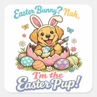 Adesivo Quadrado Cute Easter Bunny Ears Pet Lover