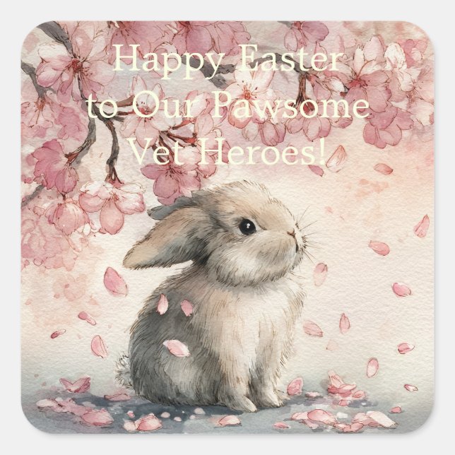 Adesivo Quadrado Cute Easter Card for Veterinary Personal (Frente)