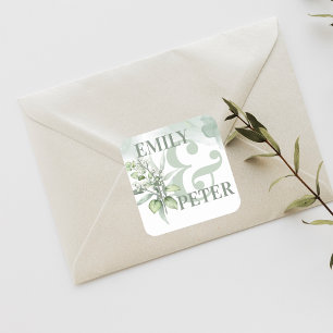 Adesivo Quadrado Cute Eucalyptus Deixa Casamento Verde Elegante