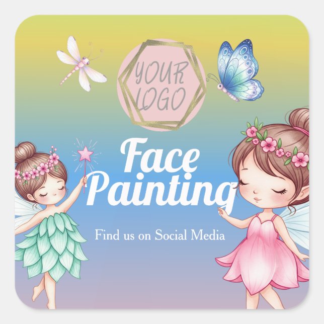 Adesivo Quadrado Cute Fairies Facepainter Artist  (Frente)