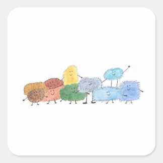 Adesivo Quadrado Cute Fluffy Creatures Square Sticker