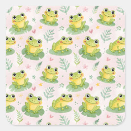 Adesivo Quadrado Cute frogs Pattern